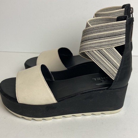 SOREL CAMERON FLATFORM ANKLE STRAP WEDGE SANDAL Size 7 Coastal Vacation Beach - Picture 8 of 15